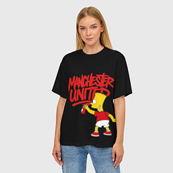 Футболка оверсайз женская Граффити Манчестер Юнайтед и Барт Симсон, цвет: 3D-принт — фото 2