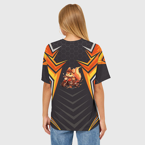 Женская футболка оверсайз Мото белка / 3D-принт – фото 4