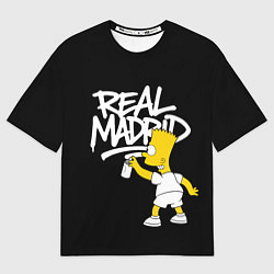 Футболка оверсайз женская Граффити Реал Мадрид и Барт Симпсон, цвет: 3D-принт