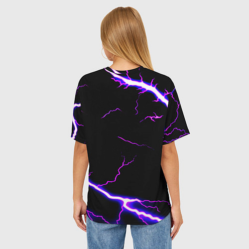 Женская футболка оверсайз Barcelona neon storm / 3D-принт – фото 4