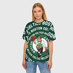 Футболка оверсайз женская Бостон Селтикс логотип и надписи, цвет: 3D-принт — фото 2