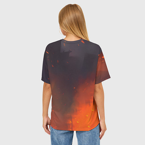 Женская футболка оверсайз Йеннифэр и Ведьмак среди огня / 3D-принт – фото 4