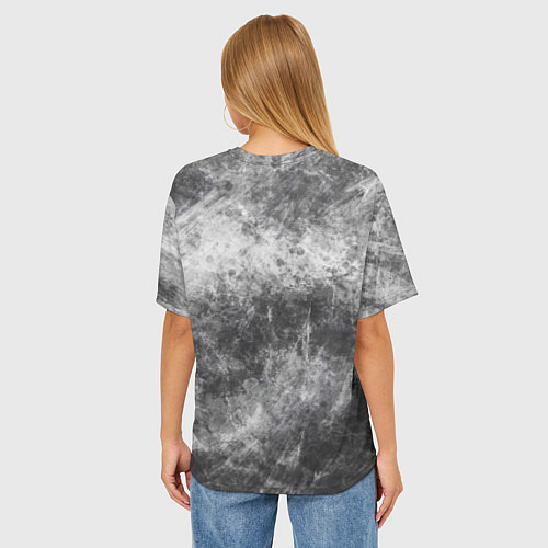 Женская футболка оверсайз Абстракция - black and white metal scuffs / 3D-принт – фото 4