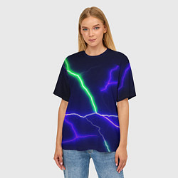 Футболка оверсайз женская Multicolored lightning, цвет: 3D-принт — фото 2