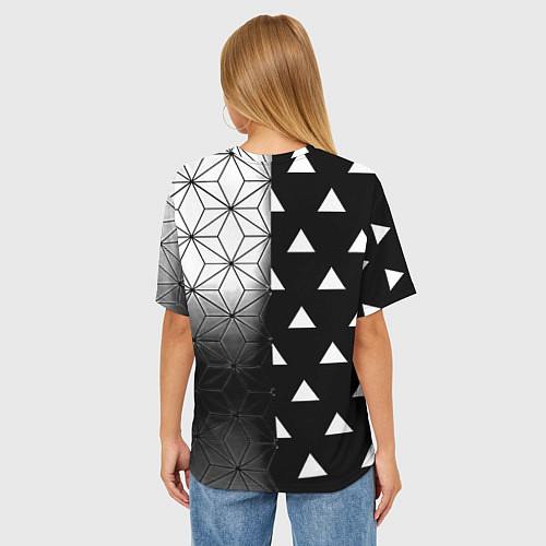 Женская футболка оверсайз Barcelona geometry black / 3D-принт – фото 4