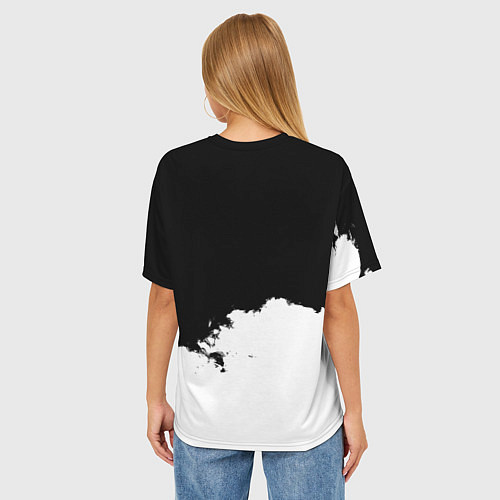 Женская футболка оверсайз Монако черно белые краски / 3D-принт – фото 4