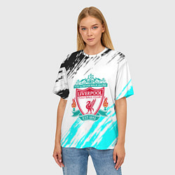 Футболка оверсайз женская Ливерпуль штрихи красок, цвет: 3D-принт — фото 2