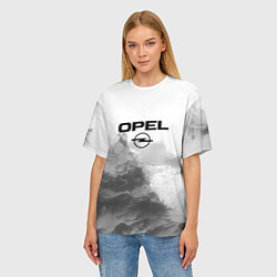 Футболка оверсайз женская Opel на сером абстрактном фоне, цвет: 3D-принт — фото 2