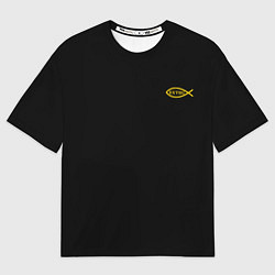 Футболка оверсайз женская Симъ победиши черно-оранжевый арт, цвет: 3D-принт