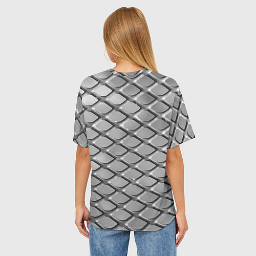 Женская футболка оверсайз Стальная сетка / 3D-принт – фото 4