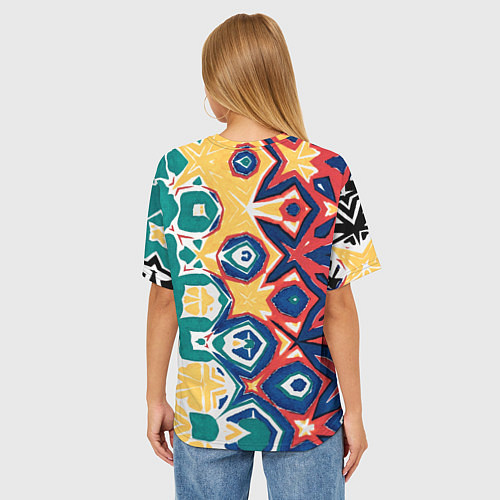 Женская футболка оверсайз Метаморфоза цвета и узора / 3D-принт – фото 4