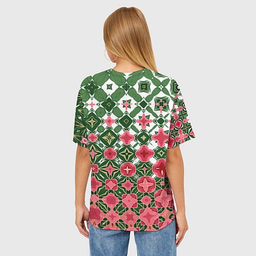 Женская футболка оверсайз Розово-зеленая метаморфоза / 3D-принт – фото 4