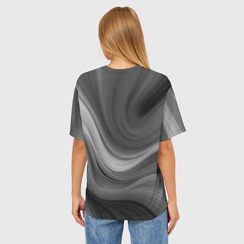 Женская футболка оверсайз Серые волны абстракция однотонная / 3D-принт – фото 4