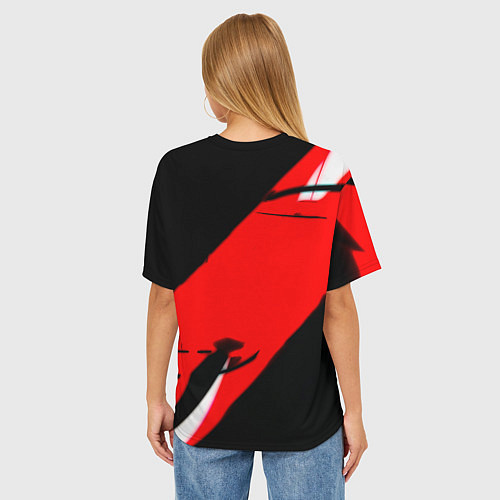 Женская футболка оверсайз Арсенал геометрия полосы краски / 3D-принт – фото 4
