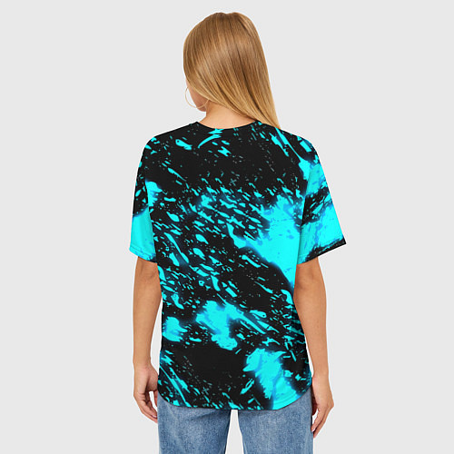 Женская футболка оверсайз Лестер сити голубые краски / 3D-принт – фото 4