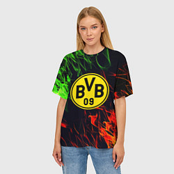 Футболка оверсайз женская Borussia flame toxic, цвет: 3D-принт — фото 2