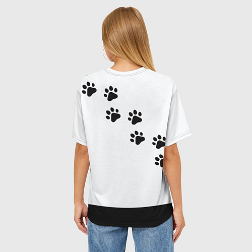 Женская футболка оверсайз Девушка и кот / 3D-принт – фото 4