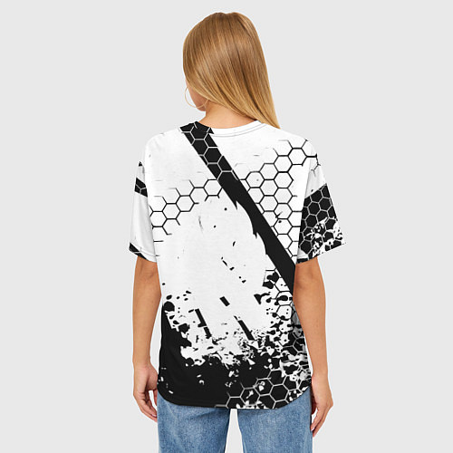 Женская футболка оверсайз AEK броня текстура краски / 3D-принт – фото 4