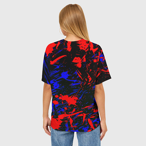 Женская футболка оверсайз Барселона абстрактные краски / 3D-принт – фото 4