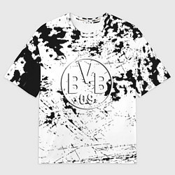 Футболка оверсайз женская Borussia черно белые краски, цвет: 3D-принт