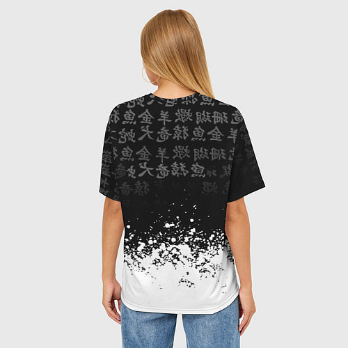 Женская футболка оверсайз Liverpool японские символы краски / 3D-принт – фото 4