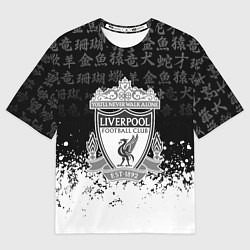 Футболка оверсайз женская Liverpool японские символы краски, цвет: 3D-принт