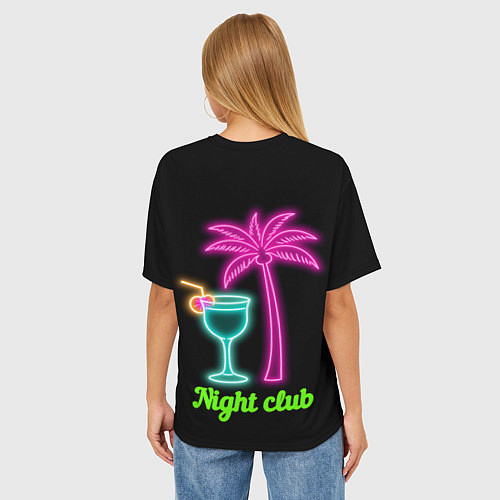 Женская футболка оверсайз Night club neon / 3D-принт – фото 4