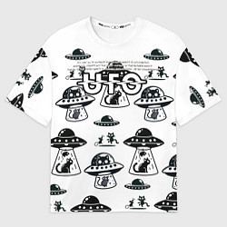Футболка оверсайз женская UFO и котики, цвет: 3D-принт