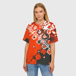 Футболка оверсайз женская Красно-черная метаморфоза, цвет: 3D-принт — фото 2