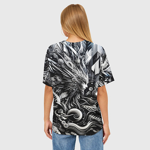 Женская футболка оверсайз Abstraction cyber pattern - ai art fantasy / 3D-принт – фото 4