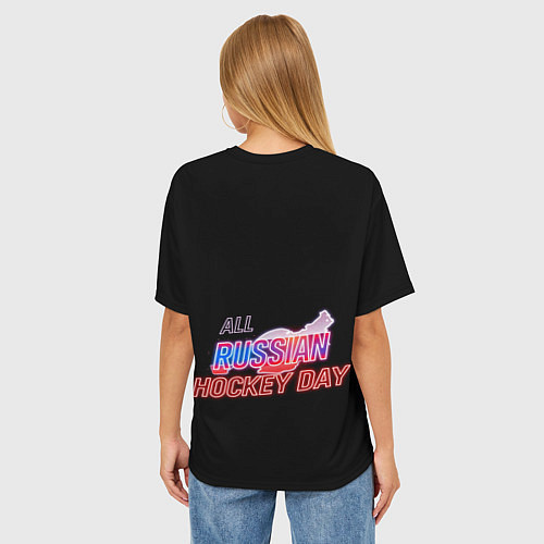 Женская футболка оверсайз Всероссийский день хоккея / 3D-принт – фото 4