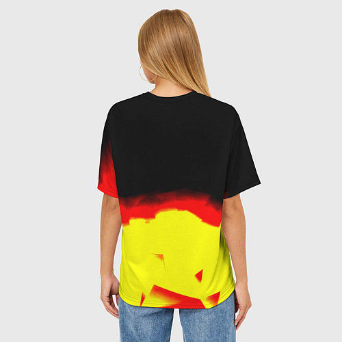 Женская футболка оверсайз Borussia абстракция золото геометрия / 3D-принт – фото 4