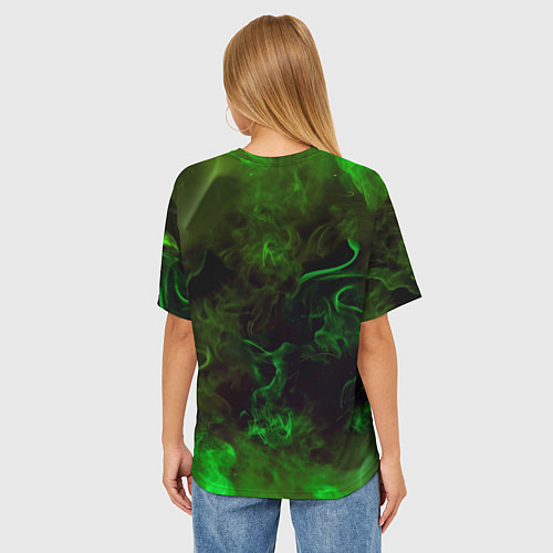 Женская футболка оверсайз Интер кислотный огонь / 3D-принт – фото 4