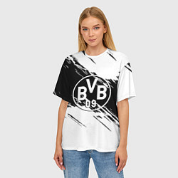 Футболка оверсайз женская Borussia черно белые полосы, цвет: 3D-принт — фото 2