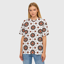 Футболка оверсайз женская Геометрические цветы на белом, цвет: 3D-принт — фото 2