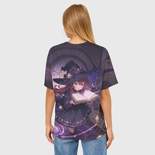 Женская футболка оверсайз Аниме Ведьма Читает Книгу Заклинаний / 3D-принт – фото 4