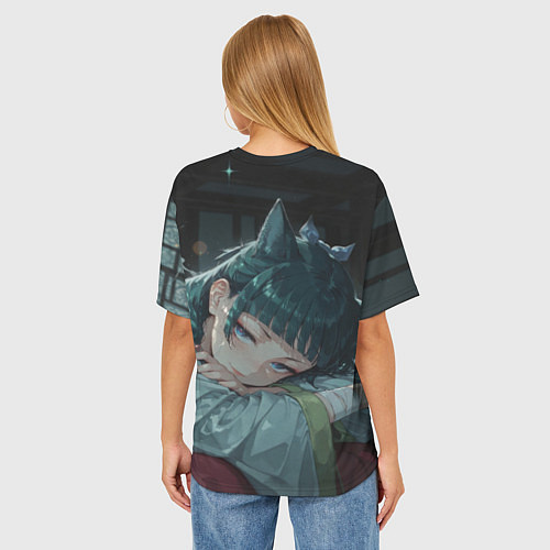 Женская футболка оверсайз Маомао с кошачьими ушками / 3D-принт – фото 4