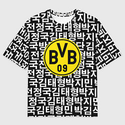 Футболка оверсайз женская Borussia японские символы паттерн, цвет: 3D-принт