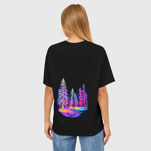 Женская футболка оверсайз Neon forest / 3D-принт – фото 4