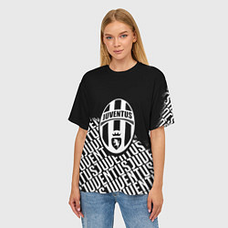 Футболка оверсайз женская Ювентус надписи лого, цвет: 3D-принт — фото 2