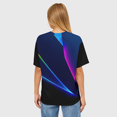 Женская футболка оверсайз Neon colored geometric shapes / 3D-принт – фото 4