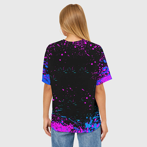 Женская футболка оверсайз Барселона неоновые краски / 3D-принт – фото 4