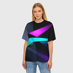 Футболка оверсайз женская Neon colored geometric, цвет: 3D-принт — фото 2