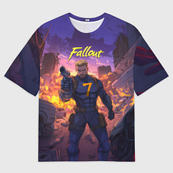 Женская футболка оверсайз Fallout седьмой на фоне взрывов