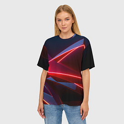 Футболка оверсайз женская Neon laser red, цвет: 3D-принт — фото 2