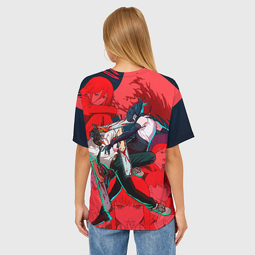 Женская футболка оверсайз Битва с Резе Человек бензопила / 3D-принт – фото 4