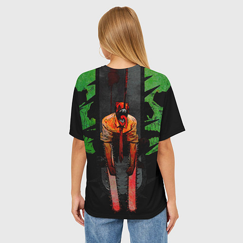 Женская футболка оверсайз Дэндзи с черепами Человек бензопила / 3D-принт – фото 4