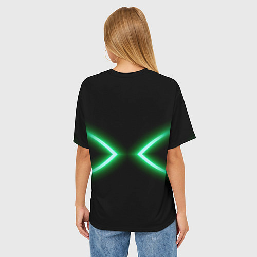 Женская футболка оверсайз Neon green lines / 3D-принт – фото 4