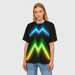 Футболка оверсайз женская Neon multicolored lines, цвет: 3D-принт — фото 2