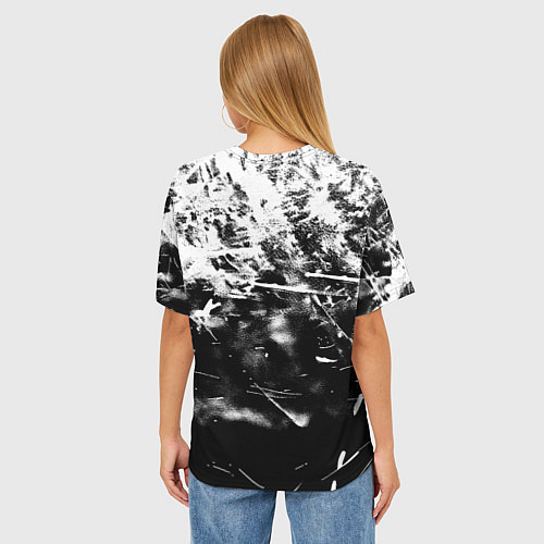 Женская футболка оверсайз Bayern Mnchen черно белая бумага / 3D-принт – фото 4